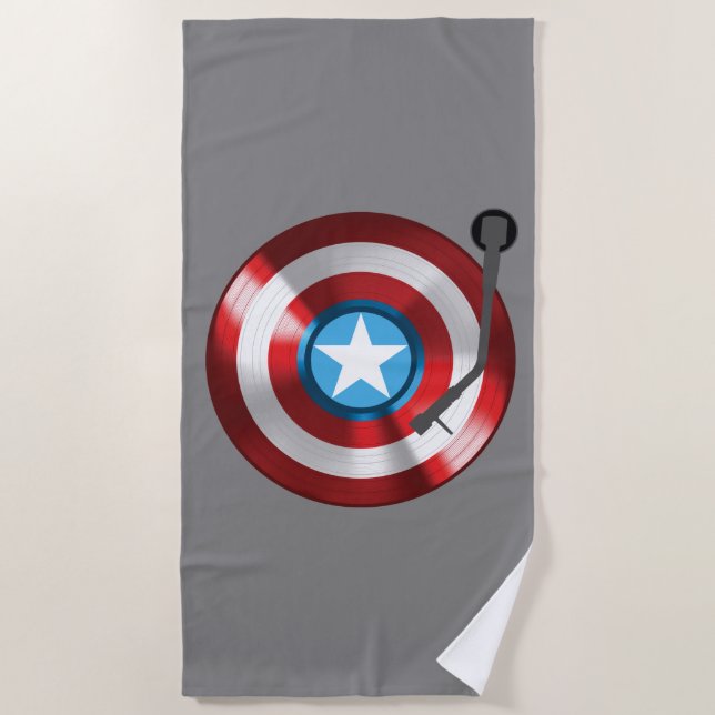 Captain America Vinyl Record Player Beach Towel (Front)