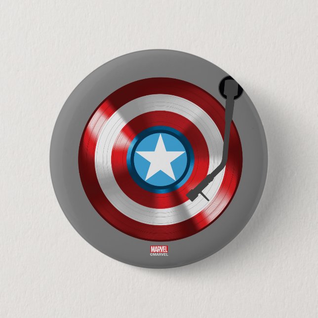 Captain America Vinyl Record Player Button (Front)