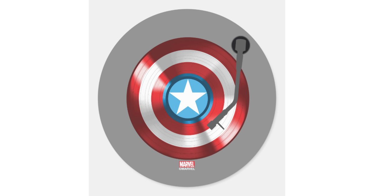 Captain America Vinyl Record Player Classic Round Sticker Zazzle