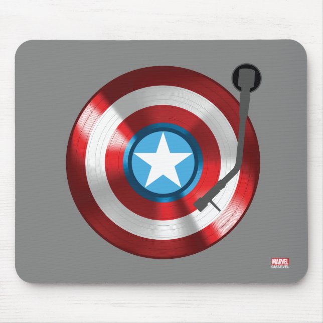 Captain America Vinyl Record Player Mouse Pad (Front)