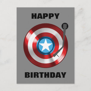 Captain America Vinyl Record Player Postcard