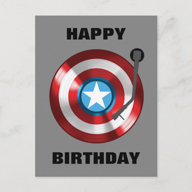 Captain America Vinyl Record Player Postcard (Front)
