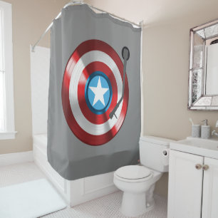 Captain America Vinyl Record Player Shower Curtain