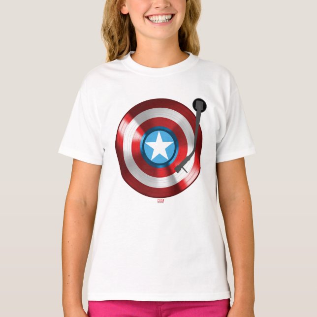 Captain America Vinyl Record Player T-Shirt (Front)