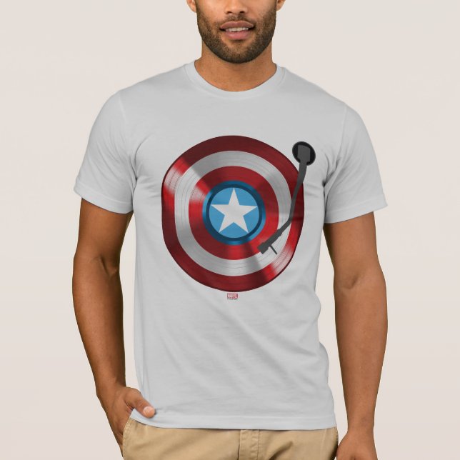 Captain America Vinyl Record Player T-Shirt (Front)