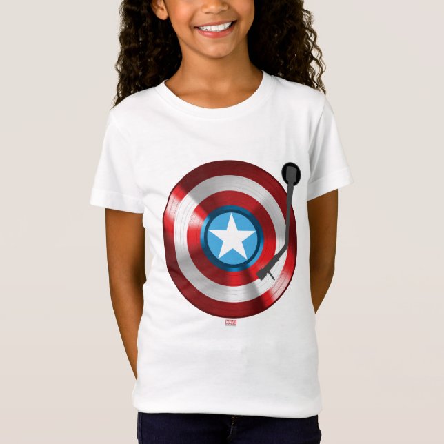 Captain America Vinyl Record Player T-Shirt (Front)