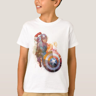 Captain America Watercolor Graphic T-Shirt