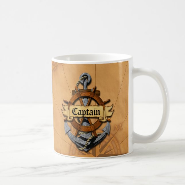 Captain Anchor And Wheel Coffee Mug (Right)
