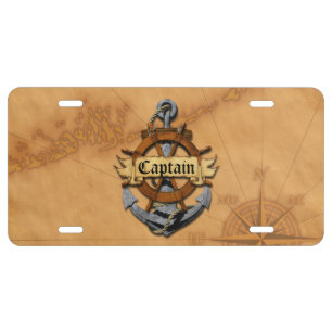 Captain Anchor And Wheel License Plate