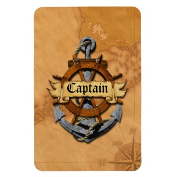 Captain Anchor And Wheel Magnet by BailOutIsland at Zazzle