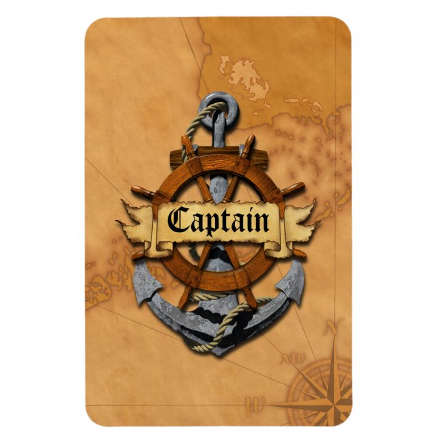 Captain Anchor And Wheel Magnet (Vertical)