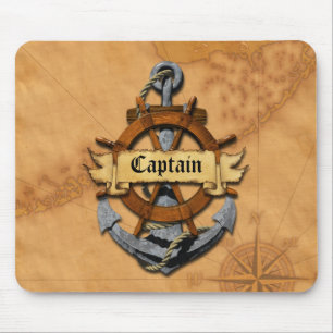 Captain Anchor And Wheel Mouse Pad