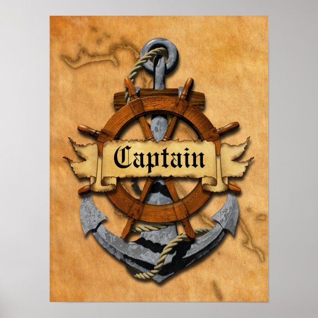 Captain Anchor And Wheel Poster (Front)