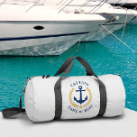 Captain Anchor Boat Name Gold Laurel Star Gym Duffle Bag<br><div class="desc">A custom designed nautical boat anchor, gold style laurel leaves and a gold star with Captain rank or other title and your personalized name or boat name on a stylish gym or travel duffle bag. This design is in classic navy blue, and gold colors on white or edit the design...</div>