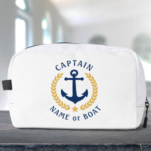 Captain Anchor Boat Name Gold Laurel Star Travel Dopp Kit