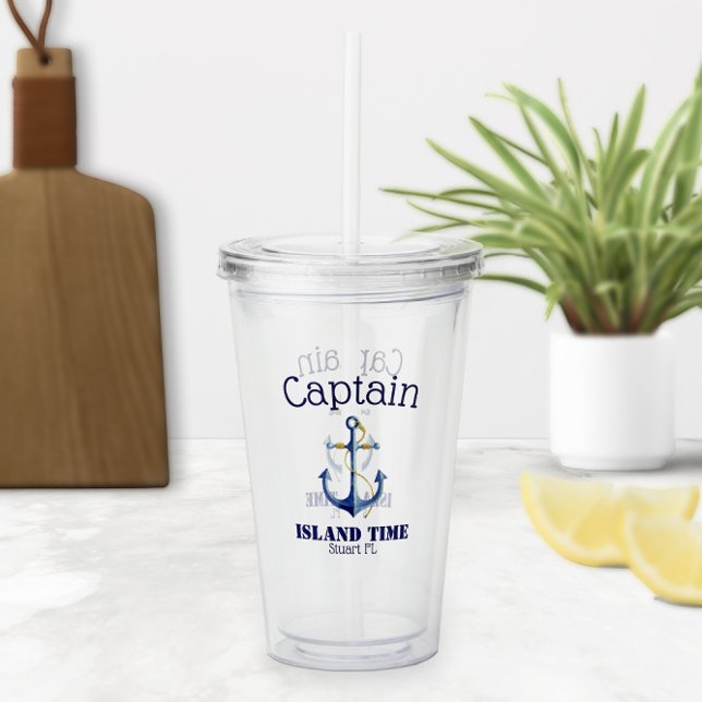 🍹 Captain Anchor Boating Nautical  Acrylic Tumbler (🍹 Captain Anchor Boating Nautical Acrylic Tumbler
)