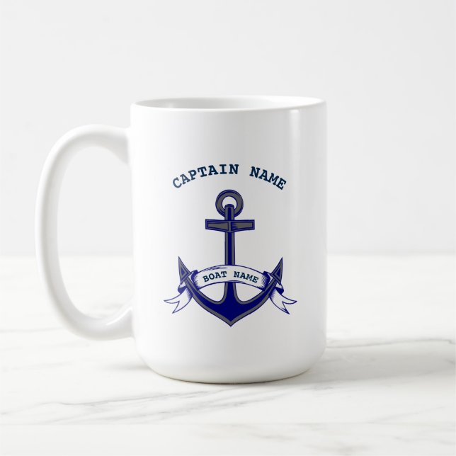 Captain Anchor Custom Nautical Coffee Mug (Left)