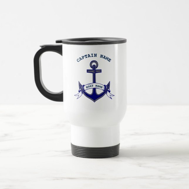 Captain Anchor Custom Nautical Travel Mug (Left)