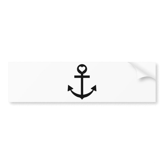 captain anchor heart bumper sticker