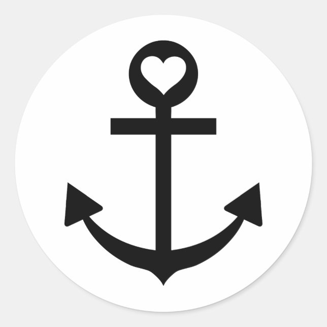 captain anchor heart classic round sticker (Front)
