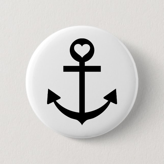 captain anchor heart pinback button (Front)