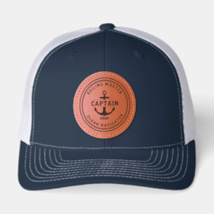 Captain Anchor Nautical Custom Leather Patch Hat