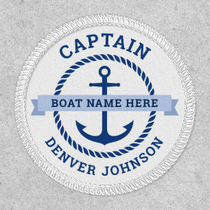 Captain anchor rope border boat name banner white patch