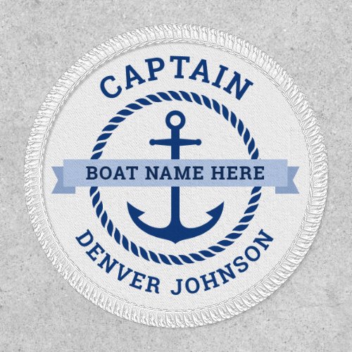 Captain anchor rope border boat name banner white patch