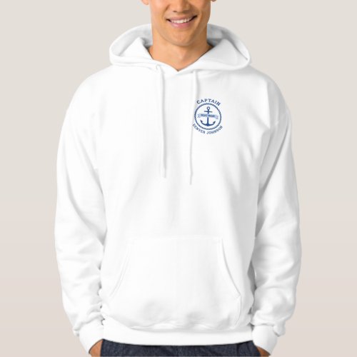 Captain anchor rope border boat name on banner hoodie