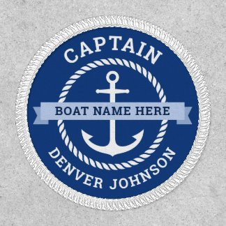 Captain anchor rope border boat name on banner patch
