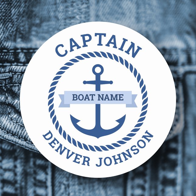 Captain anchor rope border boat name on banner tag (Captain anchor rope border boat name on banner name tag)