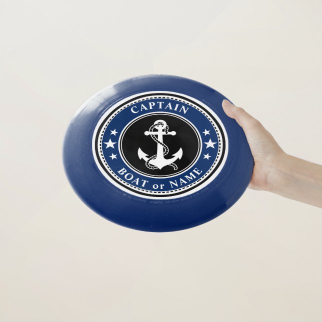 Captain Anchor & Rope Your Name or Boat Navy Blue Wham-O Frisbee (In Hand)