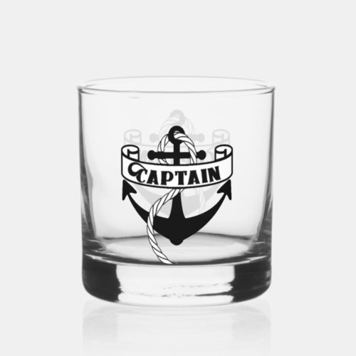 Captain Anchor Sailing Rope Nautical Whiskey Glass