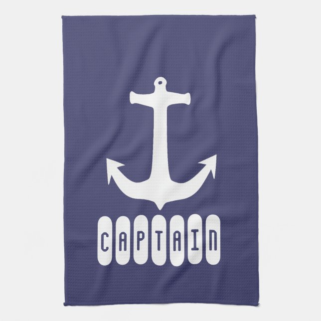 Captain Anchor Sea Ocean Sailing Kitchen Towel (Vertical)