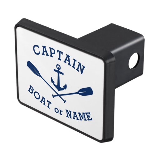 Captain and Boat Name Nautical Anchor Crossed Oars Hitch Cover