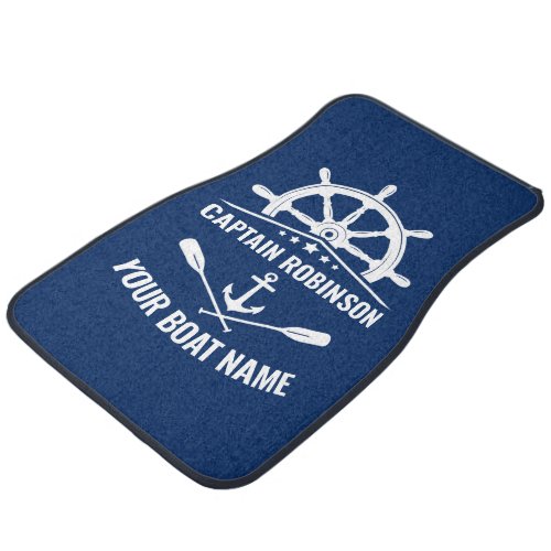 Captain and Boat Name Nautical Anchor Helm Oars Car Floor Mat