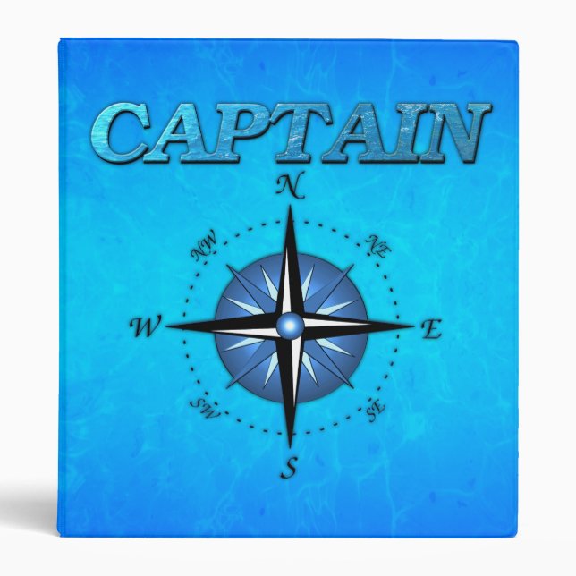 Captain And Compass Rose 3 Ring Binder (Front)