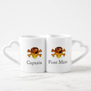 Captain and First Mate   Pirate Skull Crossbones Coffee Mug Set