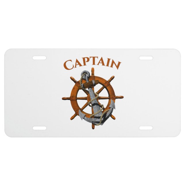 Captain And Nautical Anchor License Plate (Front)