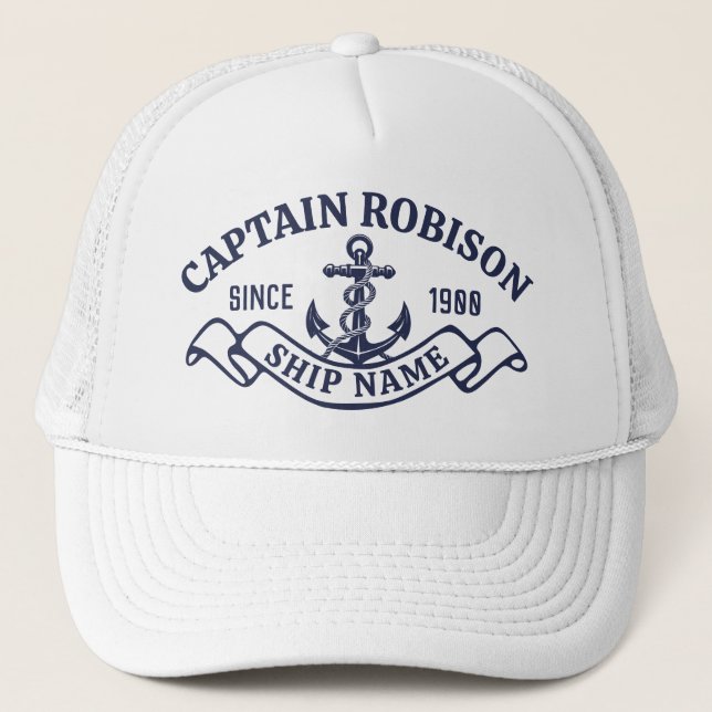 Captain and ship name trucker hat (Front)
