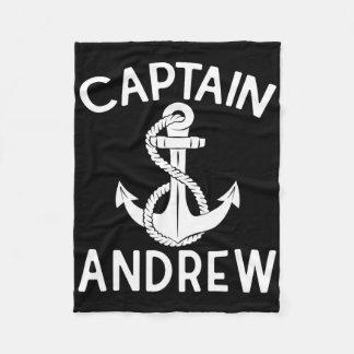 Captain Andrew Boating Boat Yacht Ship Anchor Fleece Blanket