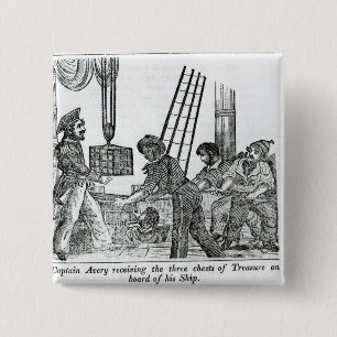 Captain Avery receiving three chests of Treasure Pinback Button