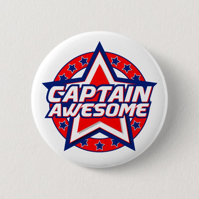 Captain Awesome Pinback Button (Front)