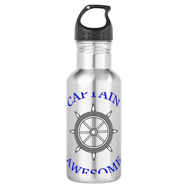 “Captain Awesome” Stainless Steel Water Bottle (Front)