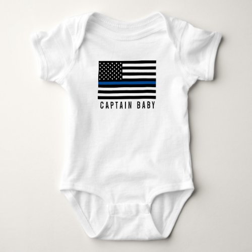 Captain Baby Thin Blue Line American Flag Baby Bodysuit