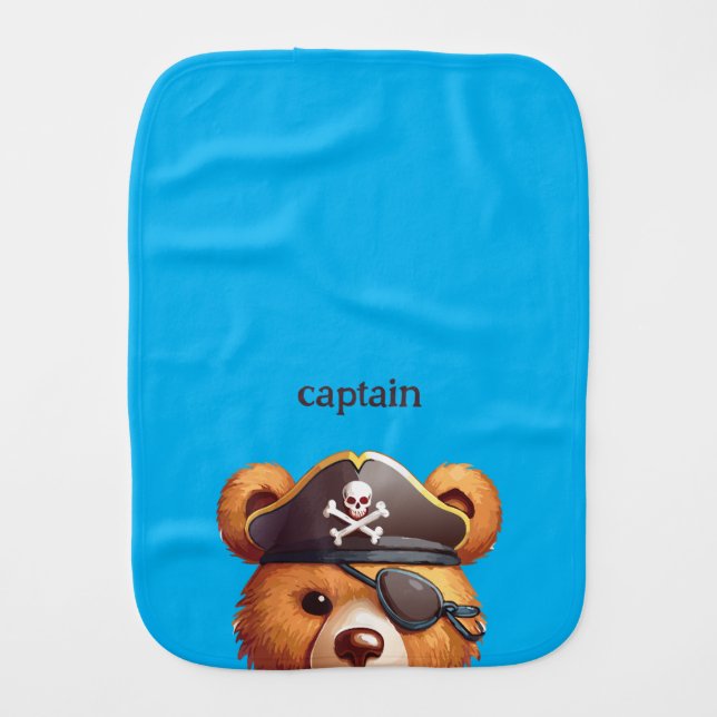 Captain Bear Baby Burp Cloth (Front)
