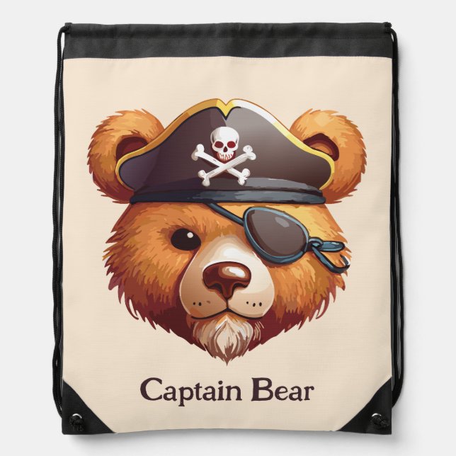 Captain Bear Drawstring Bag (Front)