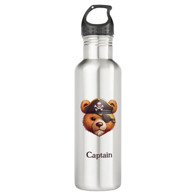 Captain Bear Stainless Steel Water Bottle (Front)