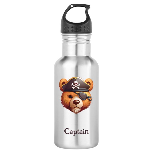 Captain Bear Stainless Steel Water Bottle (Front)