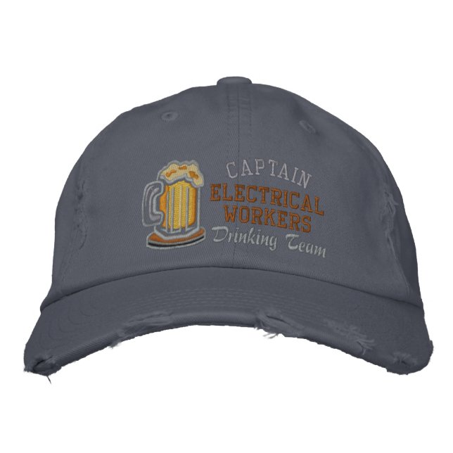 Captain Beer Drinking Team  Custom Embroidered Baseball Hat (Front)